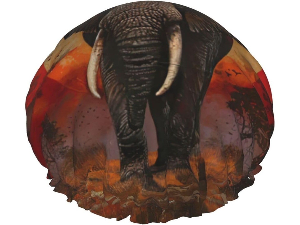 Touca De Banho Grande Para Homens E Mulheres – Dupla Com Estampa Elefante Ao Pôr Do Sol, Ideal Para Salão De Beleza E