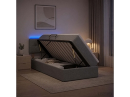 Vidaxl Cama De Armazenamento Led Com Colchão Cinzento-claro