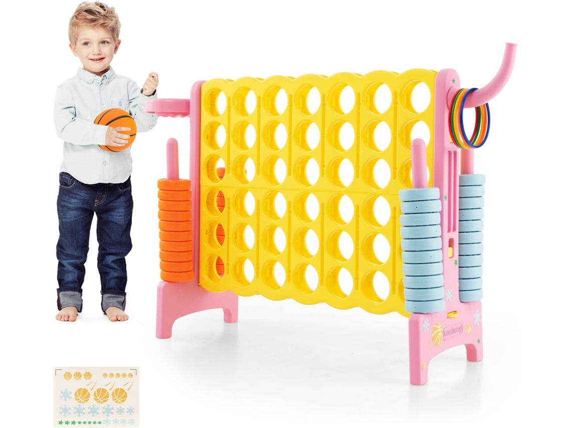 Conecte 4 Titãs Mega 4 para Crianças e Adultos 74Cm Outdoor Game Basket e Ring Throwing Game 42 Titãs COSTWAY