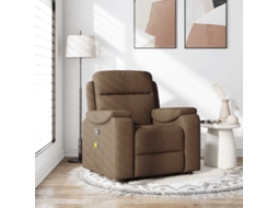 Vidaxl Poltrona De Massagens Reclinável Tecido Castanho