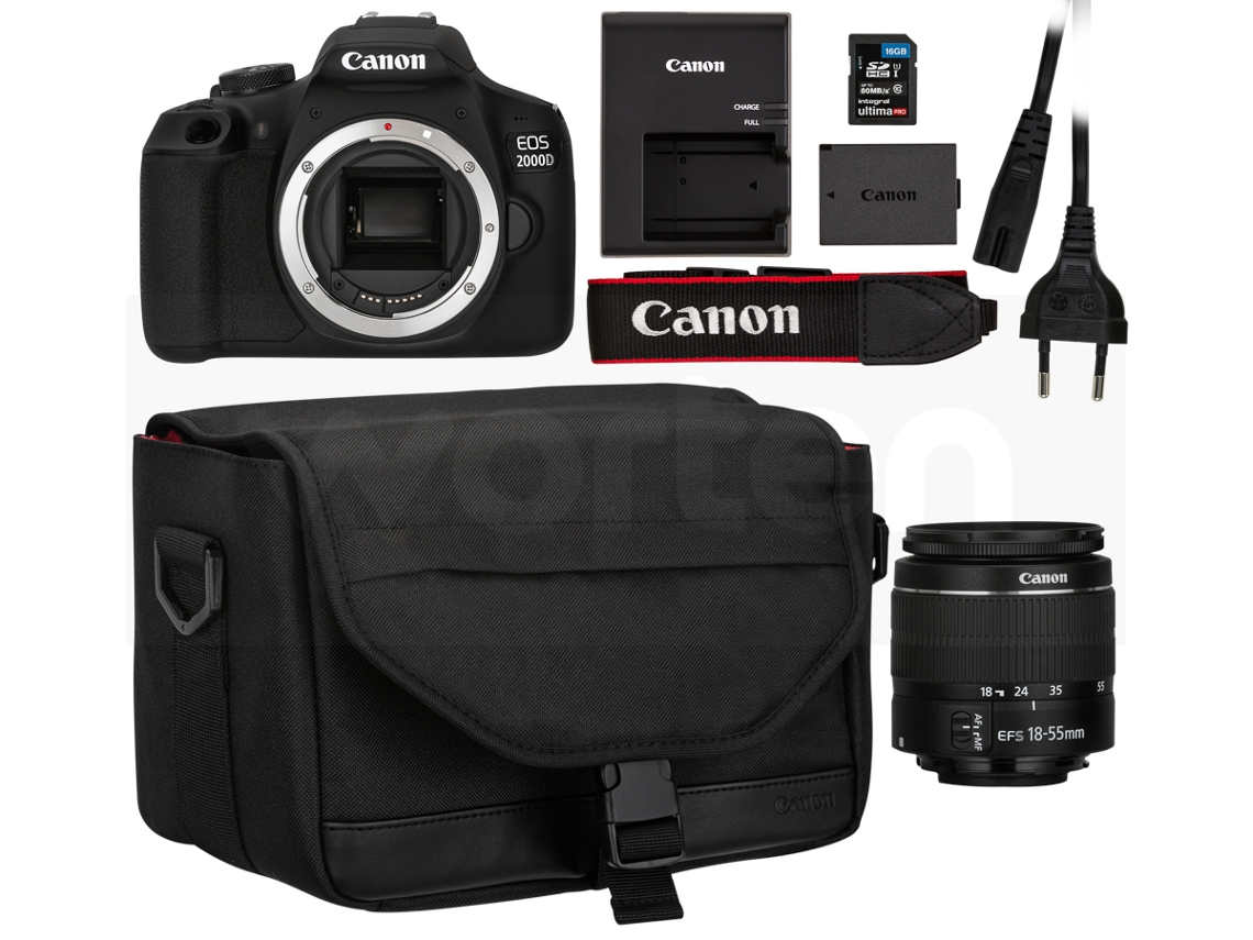 Kit Máquina Fotográfica CANON EOS 2000D + 18-55 mm f/3.5-5.6 DC (APS-C)