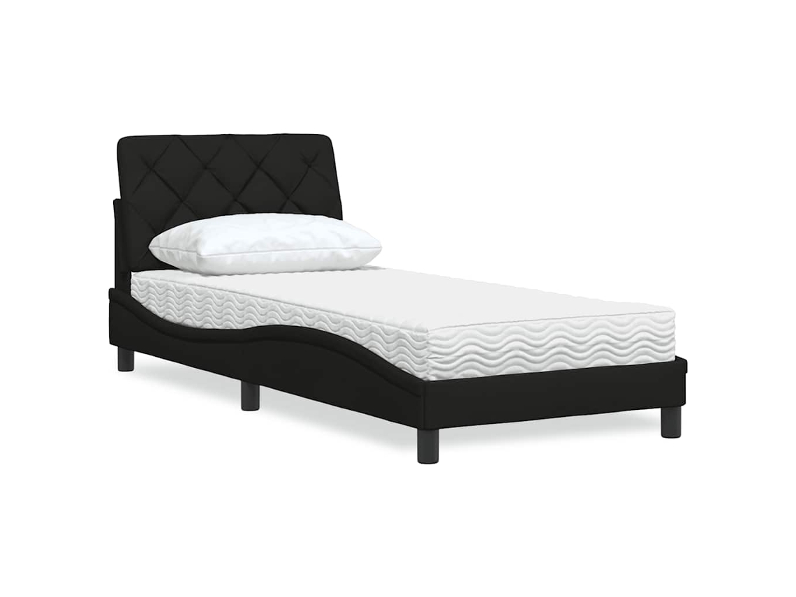 Vidaxl Cama Com Colchão 80x200 Cm Tecido Preto