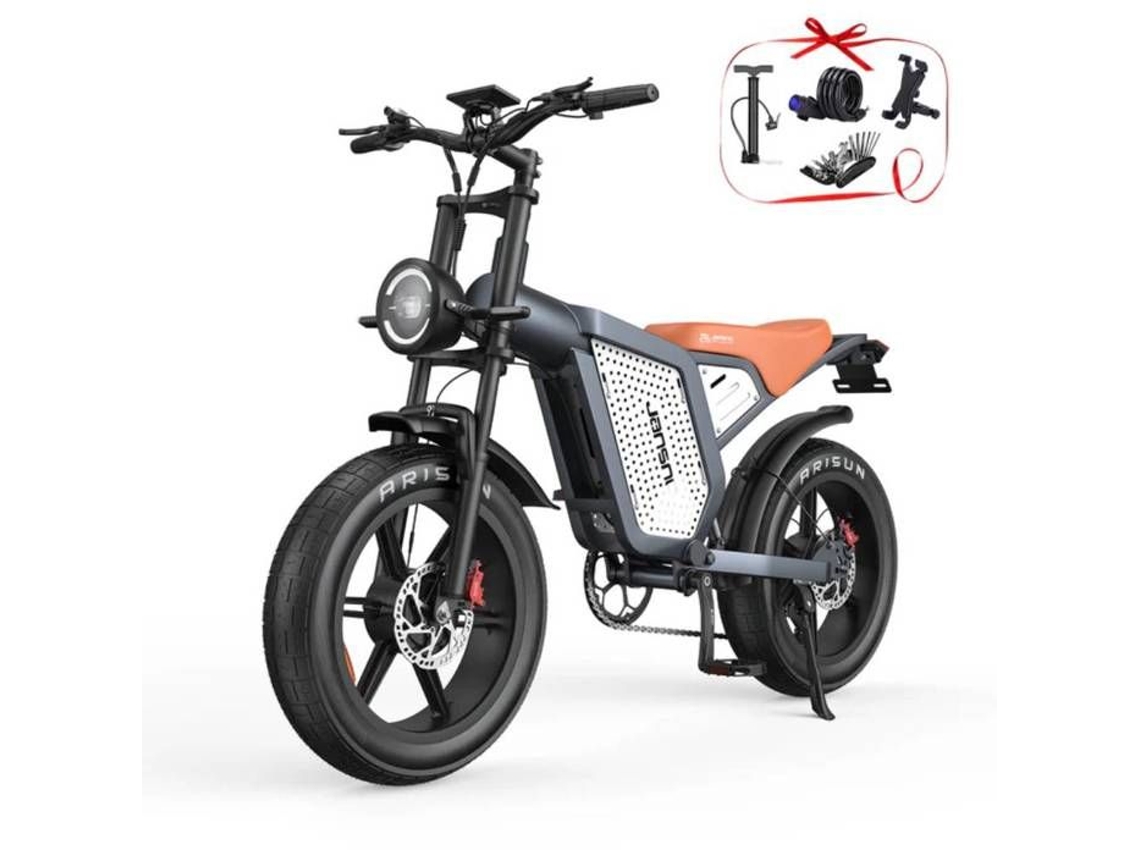 Bicicleta Elétrica de Assistência JANSNO X60 Duplo Motor 750 W Bateria 48 V 23 Ah Cinza