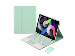 Lurelia Capa Com Teclado Bluetooth Para Ipad 9 10.2 Rato E Tampa Redonda Com Touchpad, Layout Pt, Verde Claro