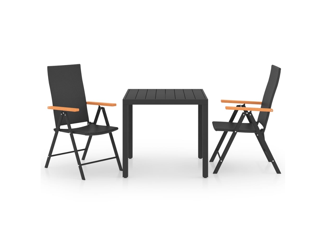 Maison Exclusive - 3 Pcs Conjunto De Jantar Para Jardim Preto E Castanho