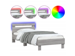 Bed Frame, Bed Frames Vidaxl Cinzeto Madeira Processada (90 X 190 Cm)