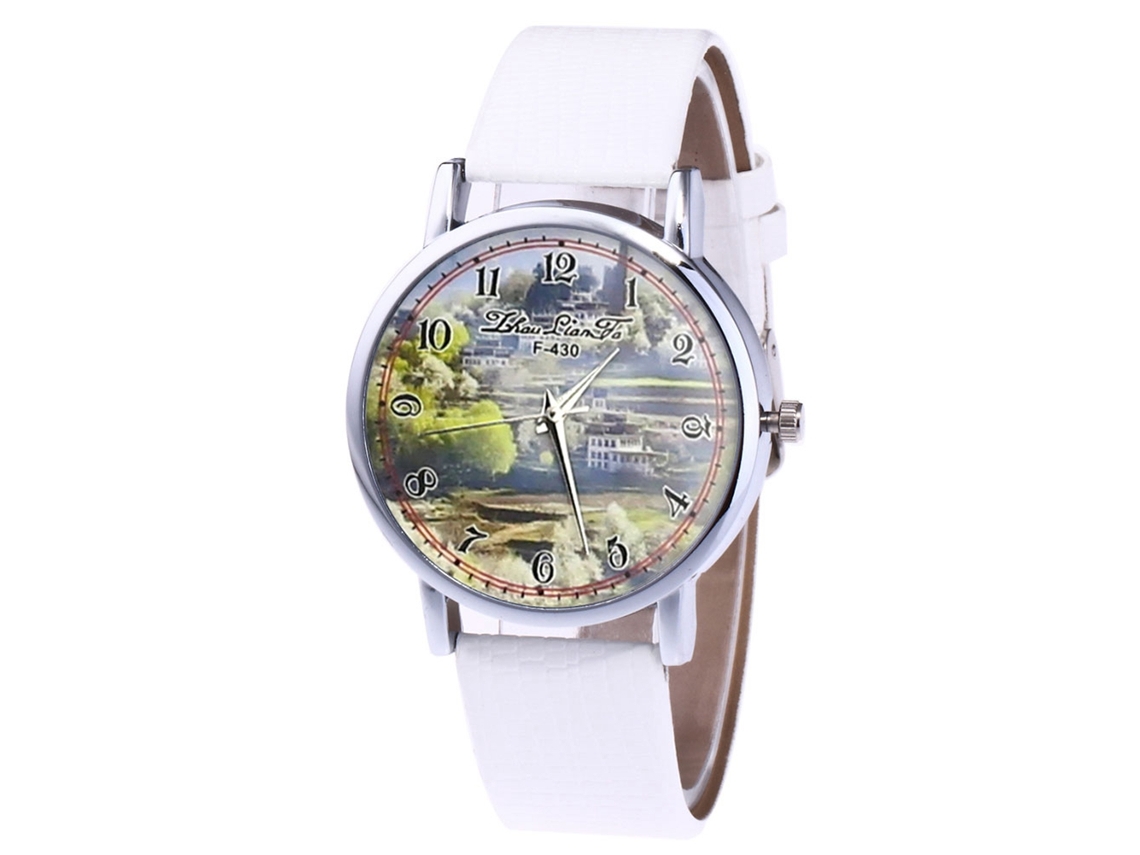 Reloj Analógico De Cuarzo Unisex Con Correa De Cuero Pu Zhoulianfa (blanco)