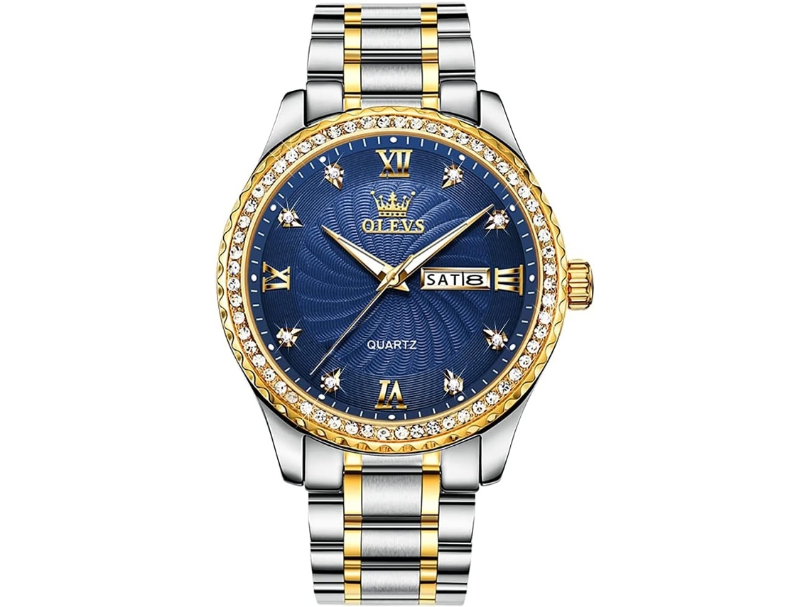 Lurelia Relógio Masculino, Movimento De Quartzo, Data/calendário, Luminoso, Aço Inoxidável, Resistente À Água 30m, Azul