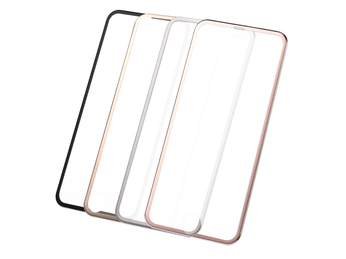 Protetor de tela de vidro para iPhone 6/6s EOOCOO, 3D curvo, borda de metal