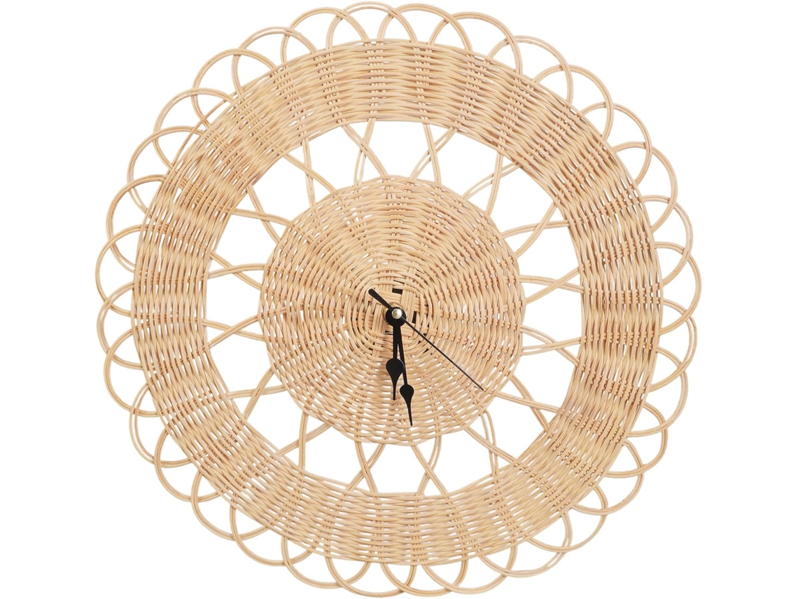 Relógio De Parede Vintage Silencioso Em Rattan Trançado, Com Bateria, Sem Tique-taque, Para Casa
