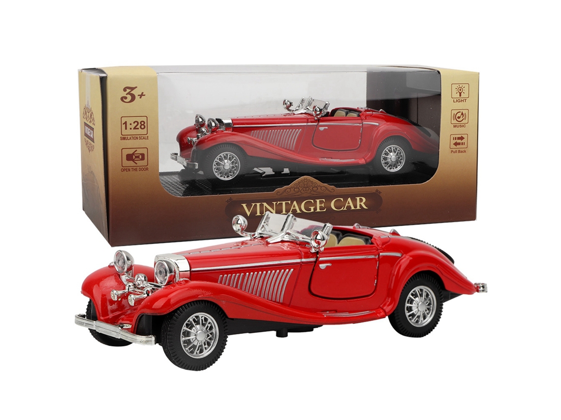 Mali carro de Brinquedo Vintage com Luz e Som Modelo de Carro de Puxar para Trás Vermelho