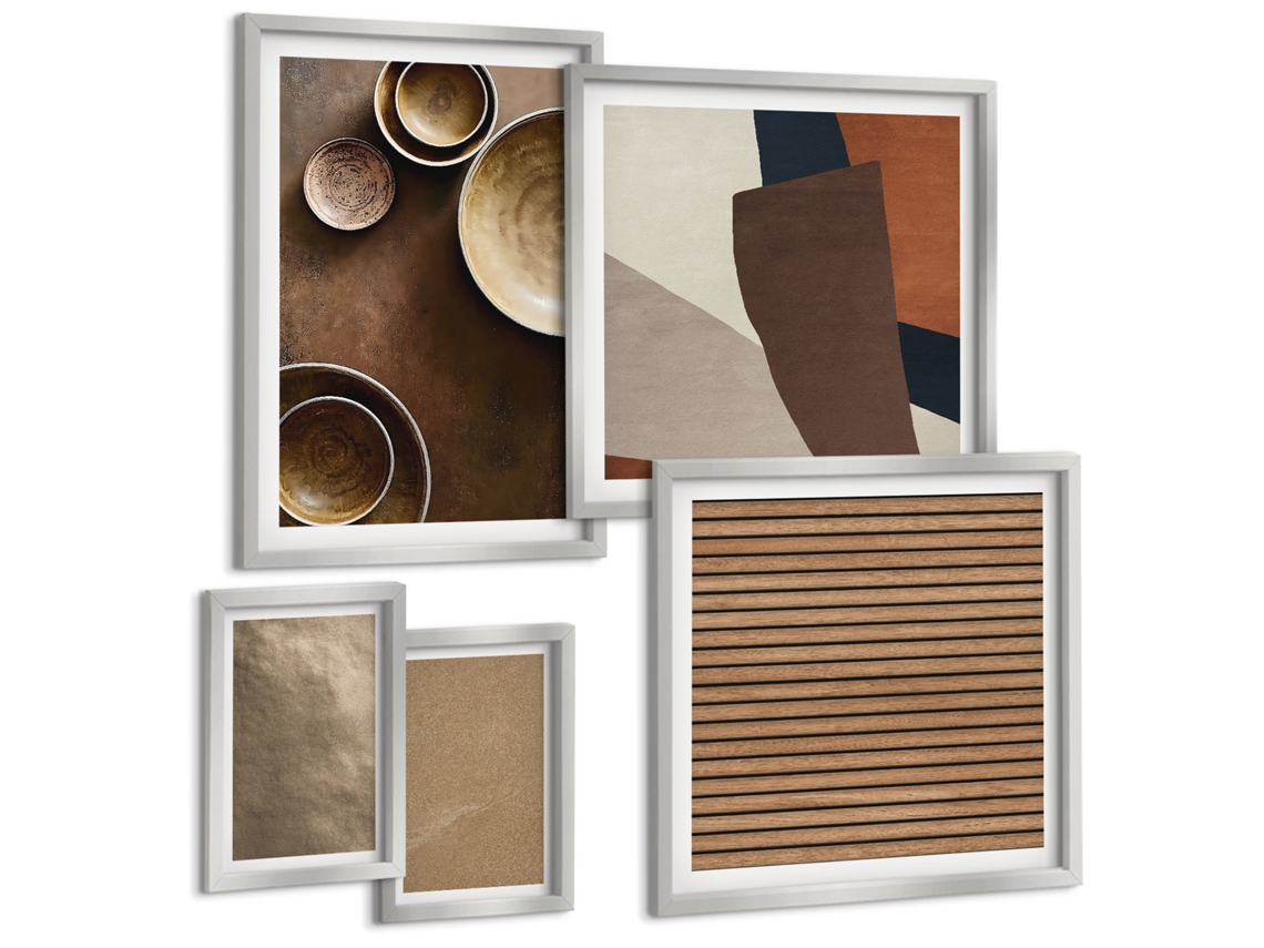 Conjunto De Pinturas Estruturas De Pedra Minimalistas Espelharte (5 Peças)