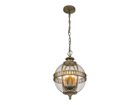 Luz de Teto Ao Ar Livre KICHLER Kl-Halleron-8M-Bu Brass Halleron Alumínio Vidro Semeado Transparente E14 3 Lâmpadas