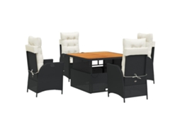 Conjunto de 5 Jantar para Jardim com Almofadões Vime Pe Preto MAISON EXCLUSIVE