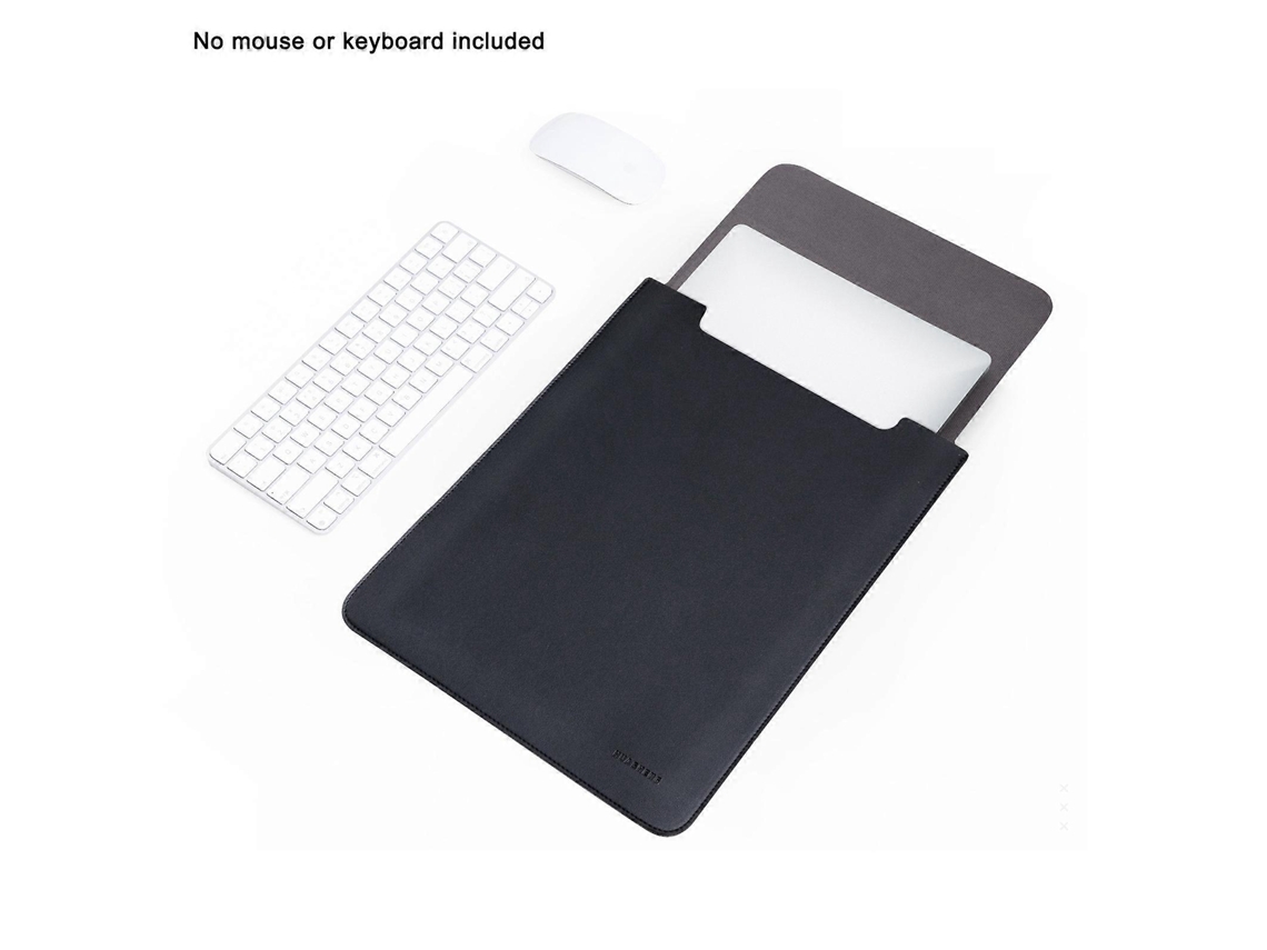 Bolsa para laptop Huasheng de 12 polegadas, capa vertical portátil ultrafina de couro sintético não magnético, preta, Hengrongshen