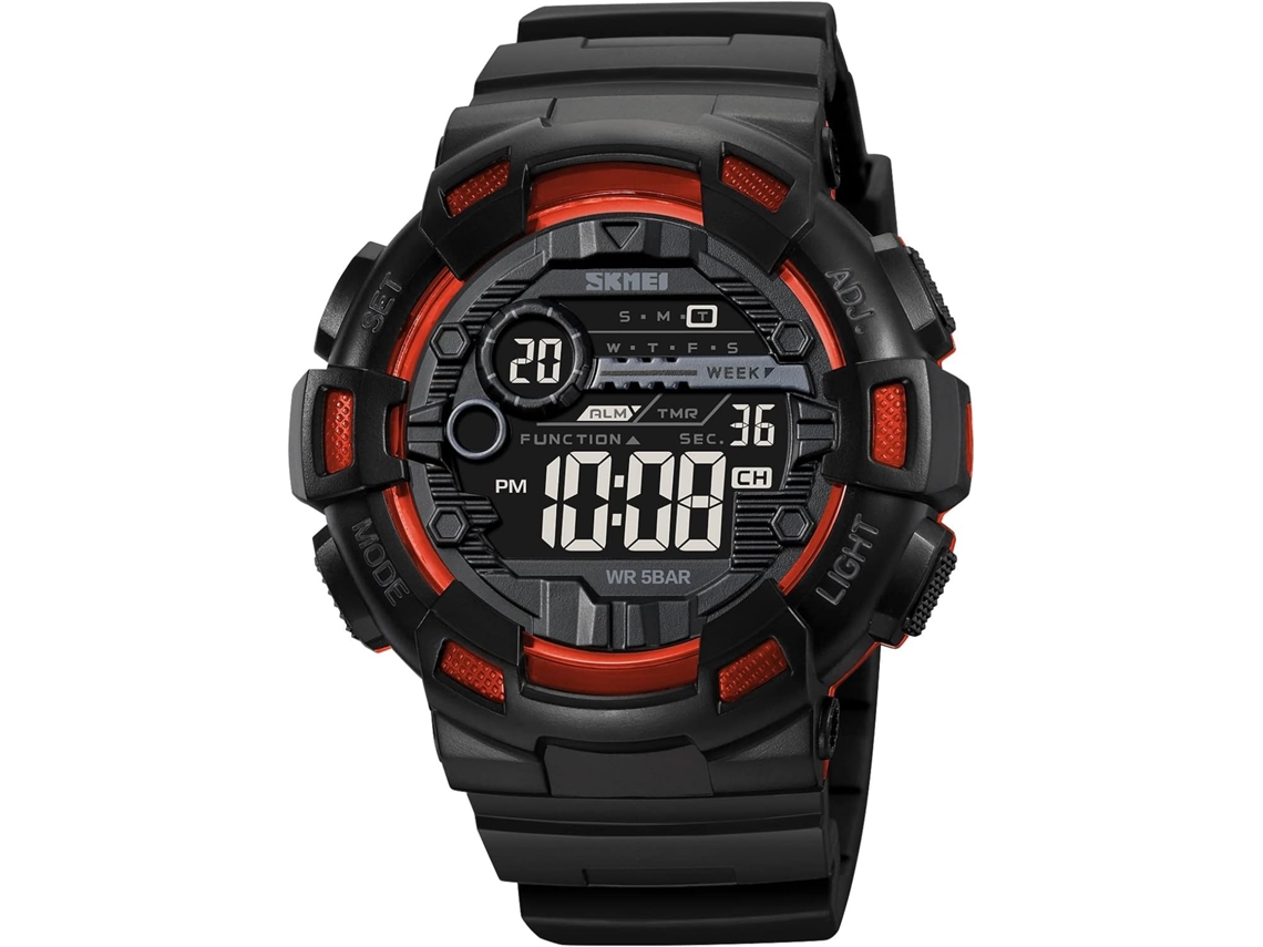Lurelia Relógio Mecânico Masculino, Automático, Visor Digital, Led, Alarme, Data/calendário, 12/24h, Luminoso, Duplo Fuso/mostrador, Tpu, Preto