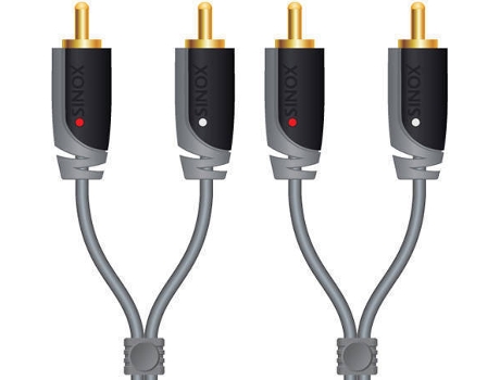 Cabo de Áudio SINOX (RCA - 5 m - Cinzento)