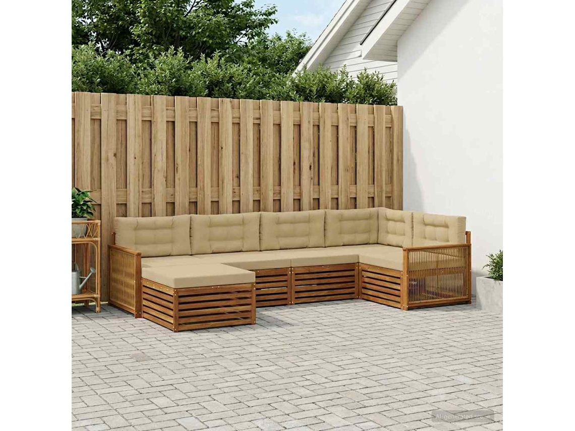 Vidaxl Conjunto De Sofás Para Exterior 6 Pcs Natural E Bege