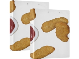 Conjunto de 2 Fichários com Argolas Redondas 3,8 Cm e Capa Bolso, Escolares Tamanho 1/2, Dura, Estampa Nuggets