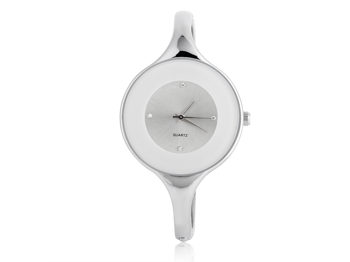 Relógio de Pulseira Feminino Analógico Quartz com Pulseira de Liga Branco