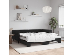 Vidaxl Sofá-cama Com Gavetão E Colchões 100x200 Cm Veludo Preto