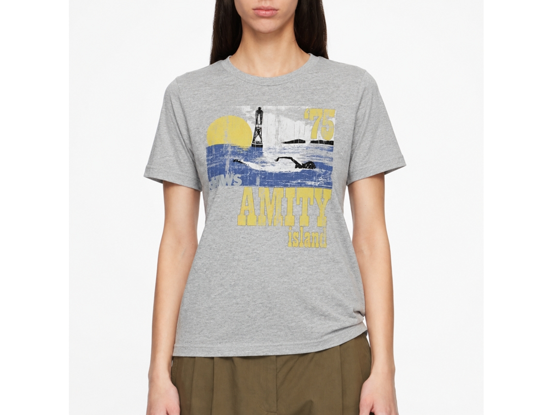 Rockinstone Jaws Movie Goin Swimming Heather Gray Adult T-shirt Size:m