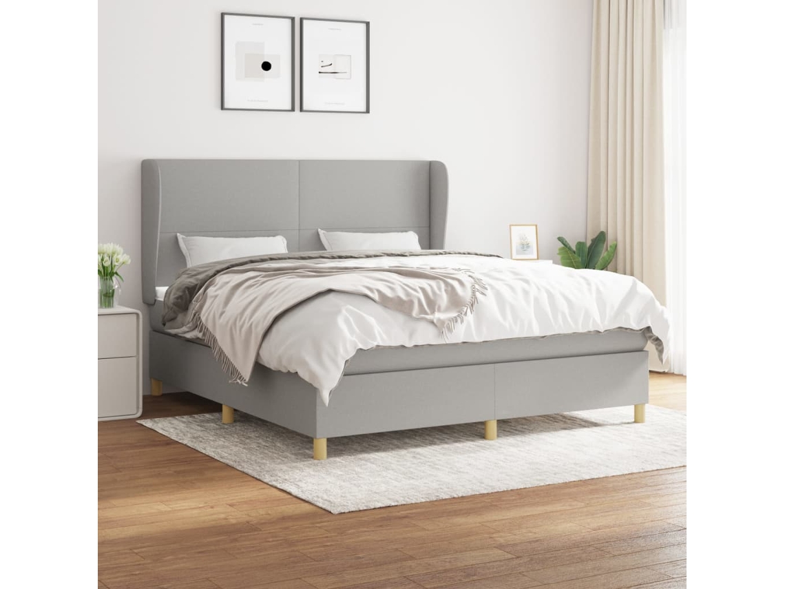 Vidaxl Cama Com Molas/colchão 180x200 Cm Tecido Cinzento-claro
