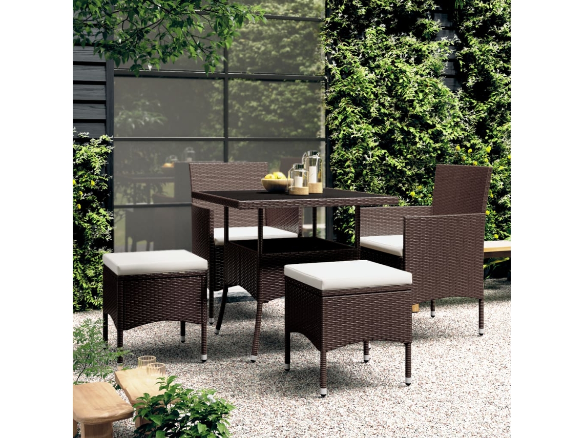 Pcs Conjunto De Jantar P/ Jardim Vime Pe Castanho Dkd Home Decor