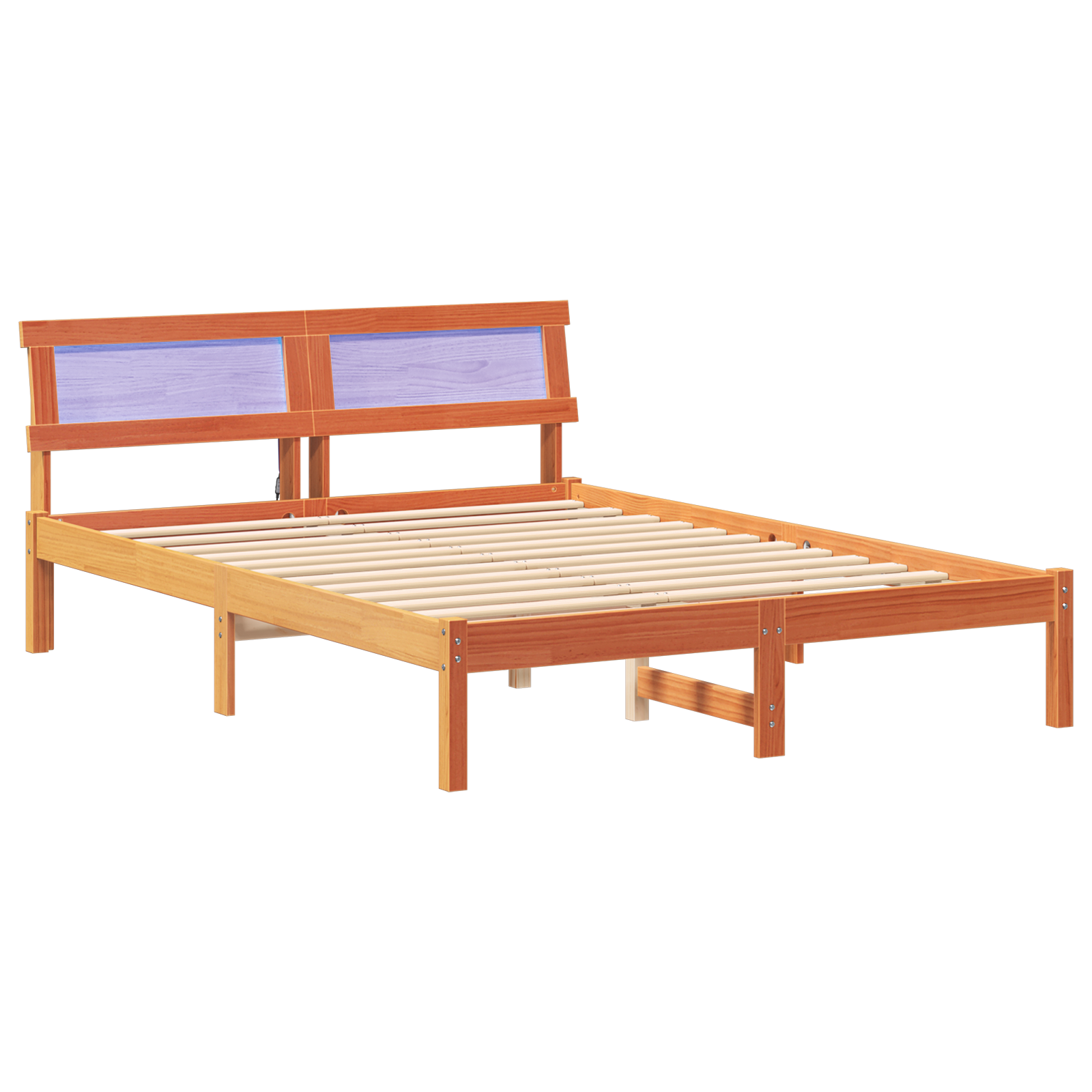 Conjunto 1 Estrutura Da Cama Vidaxl Castanho Madeira De Pinho Maciça (135 X 190 Cm)