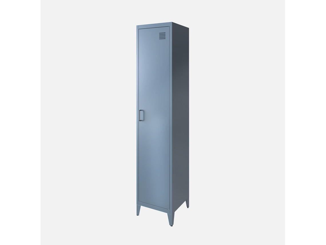 Roupeiro Industrial Em Metal Com 4 Espaços De Armazenamento, Azul Cinza