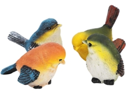 Pássaros Decorativos, 4 Peças, Disposição Aleatória, Figuras de Pássaros em Resina D BRILVIBERA