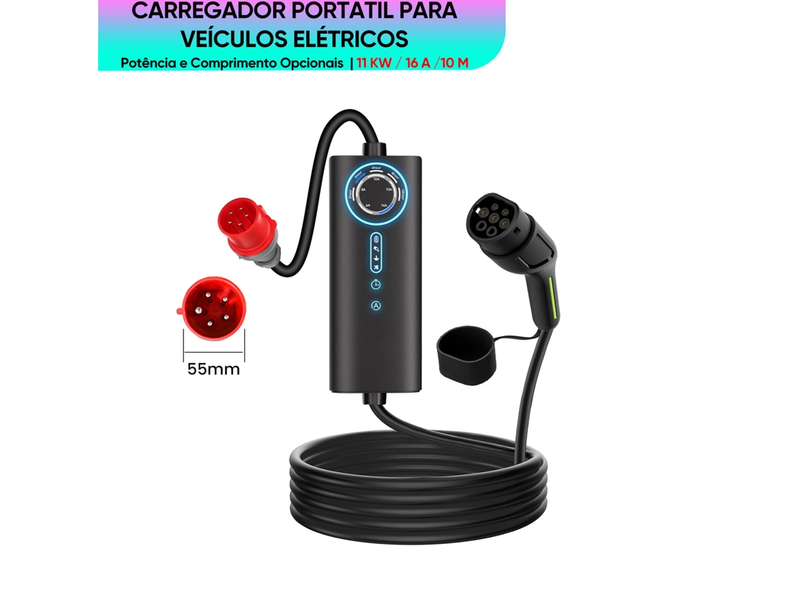 Carregador Portátil Para Ve Hexinex 11kw Agendamento Inteligente Ajuste De Corrente 6a-16a
