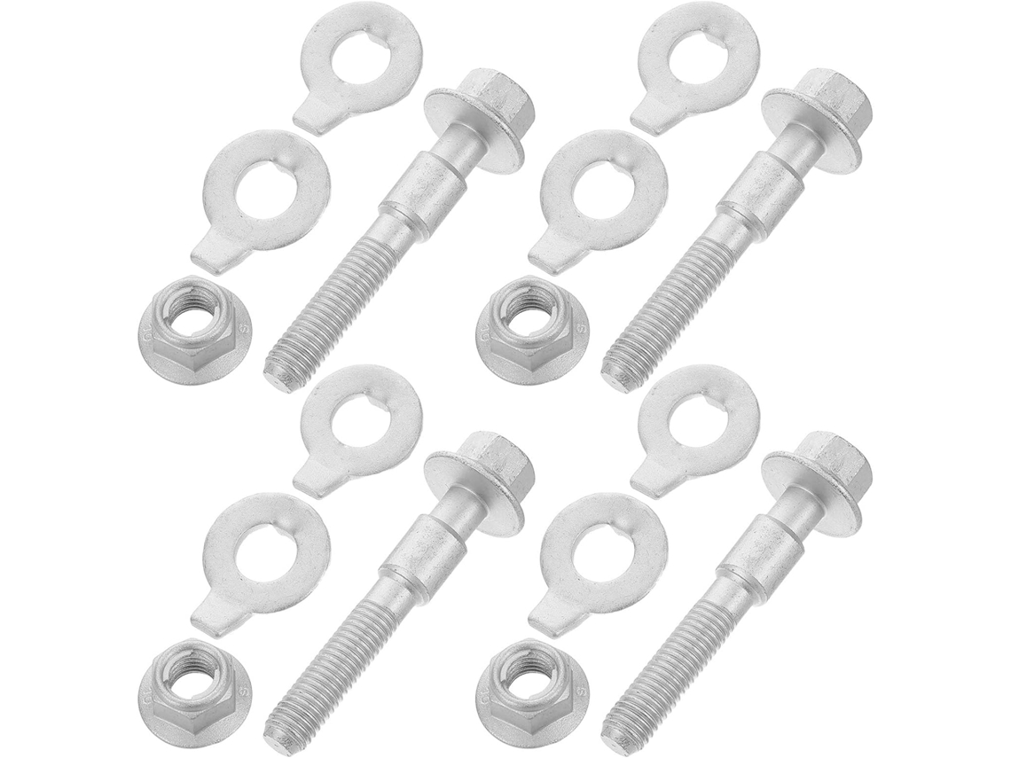 Conjunto de 4 parafusos de alinhamento excêntrico ajustáveis de 12,9 mm em um furo de 12 mm com rosca dupla.