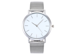 Reloj De Pulsera De Aleación Con Dial Redondo Analógico De Cuarzo Para Mujer Y Hombre (plata)