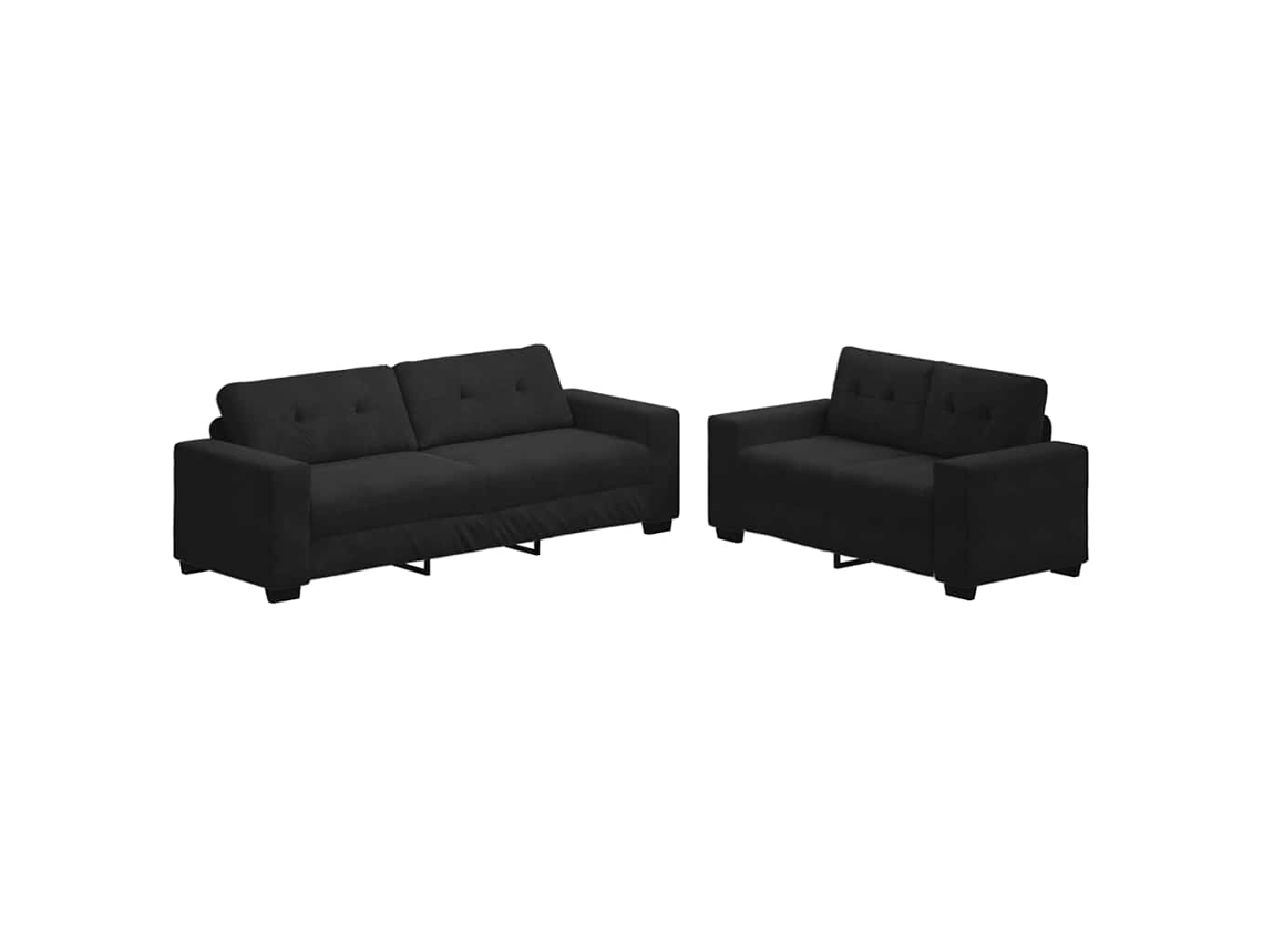 Conjunto de Sofá 2 Peças com Almofadas em Veludo Preto MAISON EXCLUSIVE