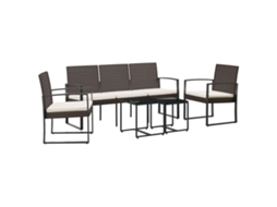 Maison Exclusive - 5 Pcs Conjunto Jantar P/ Jardim C/ Almofadões Vime Pp Castanho