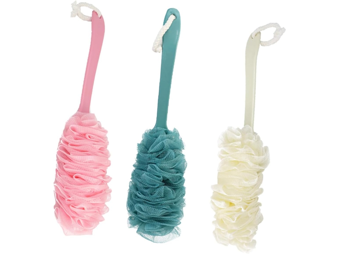 Conjunto De 3 Escovas Banho Com Cabo Longo Packove, Esfoliantes Para Massagem Corporal E Cuidados Com As Costas