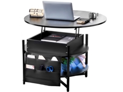 Mesa De Centro Redonda Ajustável E Elevatória 90cm Com Arrumação Tekmaquinas