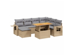 Conjunto de 8 Sofás para Jardim com Almofadões Vime Pe Bege MAISON EXCLUSIVE (8 pcs)