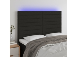 Cama com Cabeceira Led PANGSHIYUAN Madeira Tecido Preto (144x5x118)