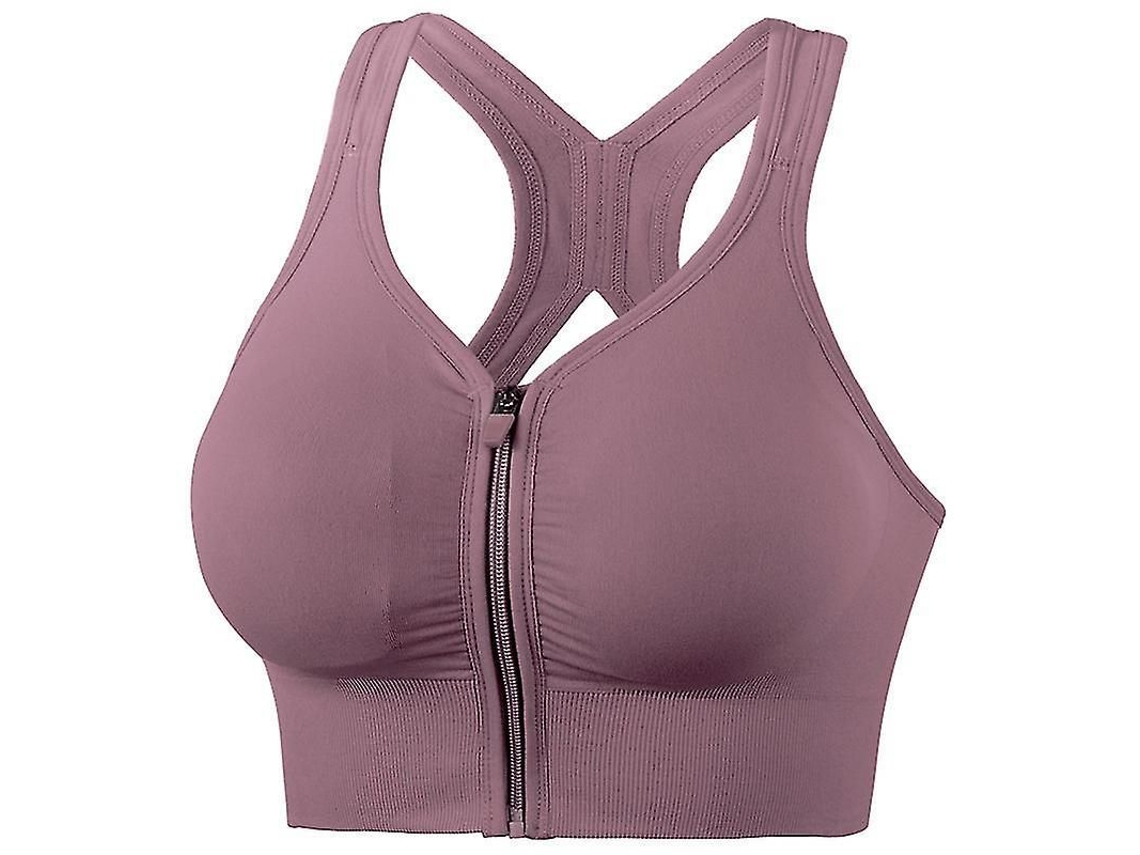 Sutiã Esportivo com Fecho Frontal, Almofadas Removíveis e Alta Elasticidade, Ideal para Yoga, Corrida e Ginástica Roxo