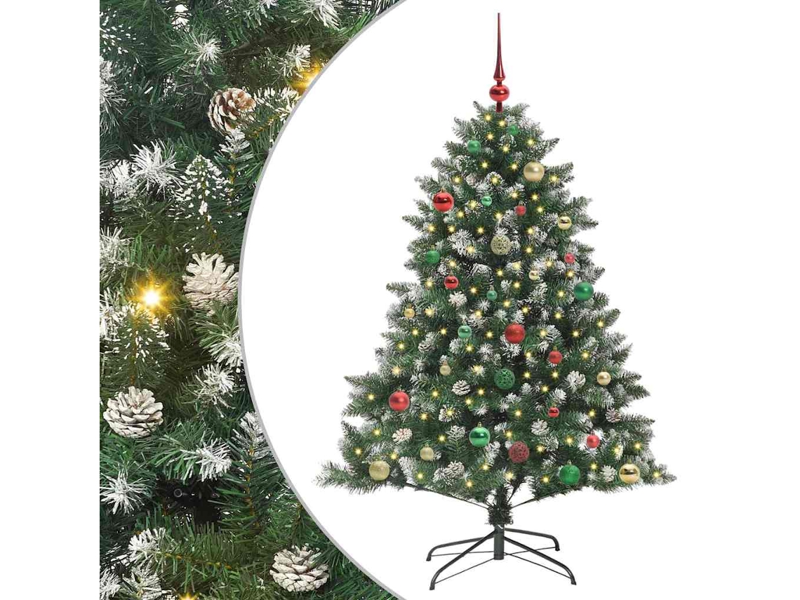 Árvore De Natal Artificial Pré Iluminada Vidaxl Verde Pvc (105 X 105 X 150 Cm)