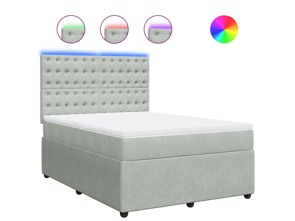 Box Spring Bed, Box Spring Beds Vidaxl Cinzeto Veludo (140 X 200 Cm)