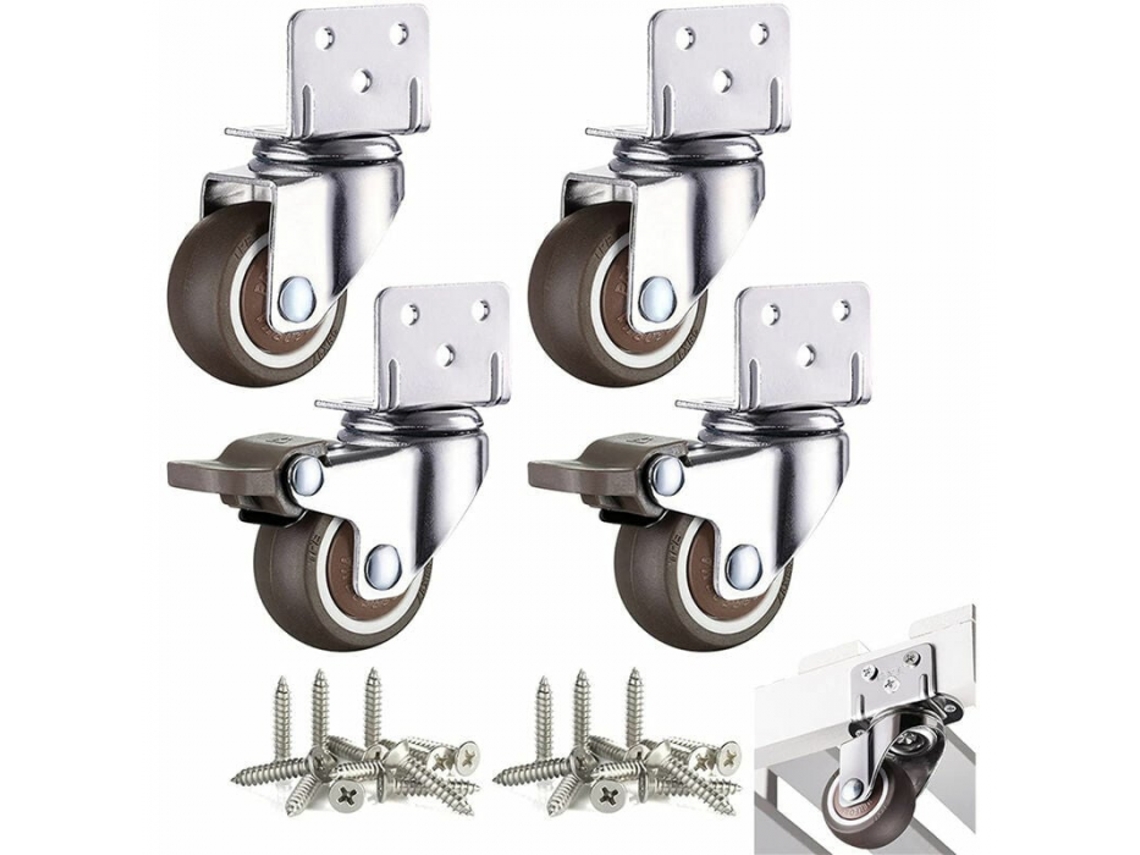 Conjunto De 4 Rodízios Pequenos Para Móveis, 38 Mm, Giratórios, Para Mesas De Centro. Aquaforge