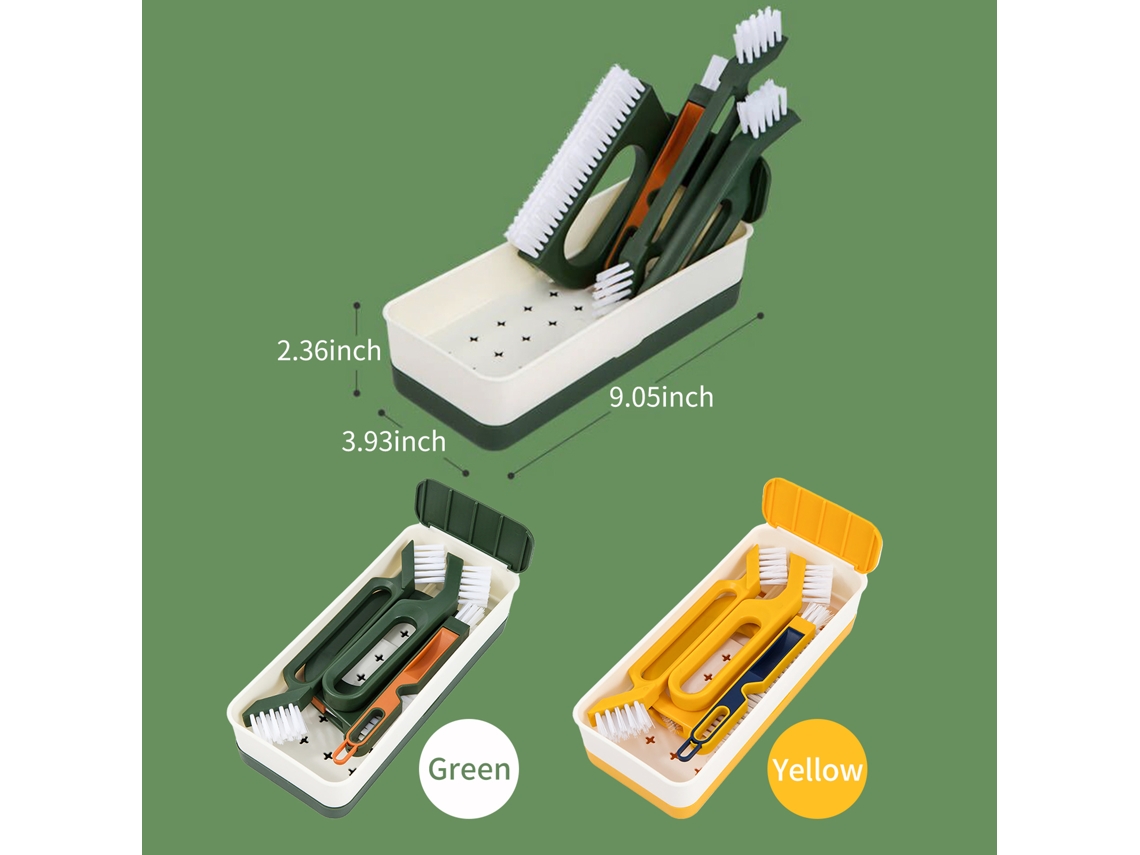 4pcs Pincéis de Limpeza de Fendas com Caixa de Armazenamento para Chão Janela Vaso Sanitário Cozinha Banheiro | S/MARCA