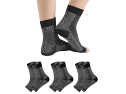3 Pares De Meias Para Neuropatia, Alivio Da Dor, Compressão Para Tendinite E Fascite Plantar Negro L Xl