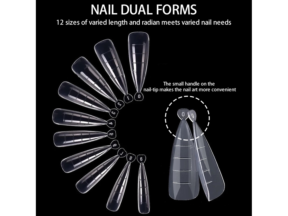 Kit De Moldes Duplos Para Unhas Com 132 Peças: Moldes Reutilizáveis, Grampos, Pincel Duplo E Lixas Para Arte De Unhas Diy