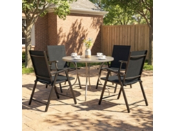 Conjunto de 4 Cadeiras de Jardim Dobráveis 58x62x97cm, Estrutura de Aço Reforçado, Assento Ergonômico, Preto