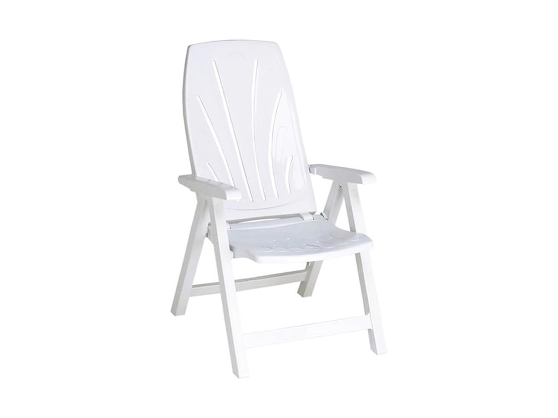Silla Tumbona Plegable 5 Posiciones De Exterior Jardín, Patio, Playa, Camping Reclinables De Resina Reciclable (blanco)