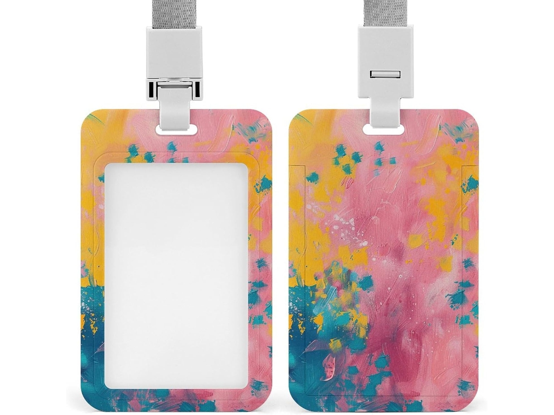 Clipe Crachá, Porta-crachá encantador com estampa de cordão azul e verde, porta-documentos, ideal para identificação.